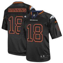 Nike Denver Broncos #18 Peyton Manning Lights Out Black Men's Stitched NFL Elite Jersey