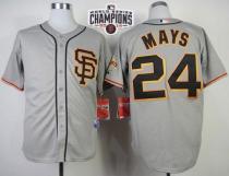 San Francisco Giants #24 Willie Mays Grey Road 2 Cool Base W 2014 World Series Champions Patch Stitc