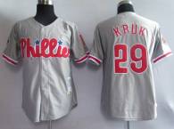 Mitchell and Ness Philadelphia Phillies #29 John Kruk Grey Stitched Throwback MLB Jersey