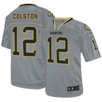 Nike Saints -12 Marques Colston Lights Out Grey Stitched NFL Elite Jersey