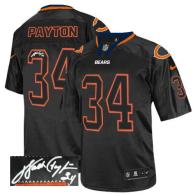 Nike Bears -34 Walter Payton Lights Out Black Men's Stitched NFL Elite Autographed Jersey