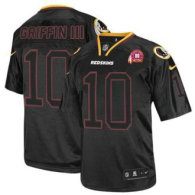 Nike Redskins -10 Robert Griffin III Lights Out Black With 80TH Patch Stitched NFL Elite Jersey