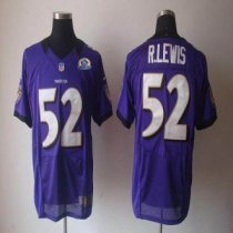 Nike Ravens -52 Ray Lewis Purple Team Color With Hall of Fame 50th Patch Stitched NFL Elite Jersey