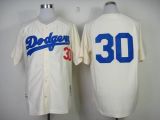Mitchell And Ness 1955 Los Angeles Dodgers -30 Maury Wills Cream Throwback Stitched MLB Jersey