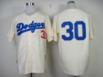 Mitchell And Ness 1955 Los Angeles Dodgers -30 Maury Wills Cream Throwback Stitched MLB Jersey