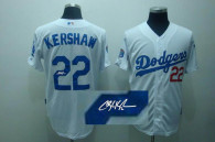 MLB Los Angeles Dodgers -22 Clayton Kershaw Stitched White Autographed Jersey