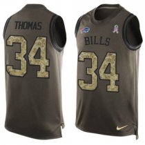 Nike Bills -34 Thurman Thomas Green Stitched NFL Limited Salute To Service Tank Top Jersey