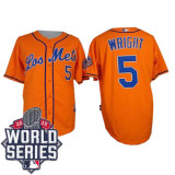 New York Mets -5 David Wright Orange Los New York Mets Cool Base W 2015 World Series Patch Stitched