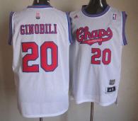 San Antonio Spurs -20 Manu Ginobili White ABA Hardwood Classic Stitched NBA Jersey