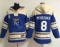 Kansas City Royals -8 Mike Moustakas Light Blue Sawyer Hooded Sweatshirt MLB Hoodie