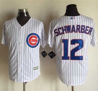 Chicago Cubs -12 Kyle Schwarber New White Strip Cool Base Stitched MLB Jersey