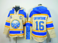 Autographed Buffalo Sabres -16 Pat Lafontaine Cream Sawyer Hooded Sweatshirt Stitched NHL Jersey