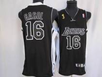 Los Angeles Lakers -16 Pau Gasol Stitched Black Champion Patch NBA Jersey