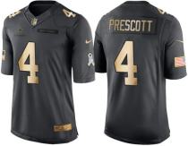 Nike Cowboys -4 Dak Prescott Black Stitched NFL Limited Gold Salute To Service Jersey
