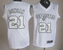 San Antonio Spurs -21 Tim Duncan White Winter On-Court Stitched NBA Jersey