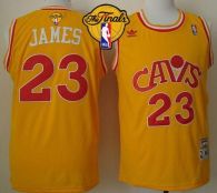 Cleveland Cavaliers -23 LeBron James Yellow CAVS Throwback The Finals Patch Stitched NBA Jersey