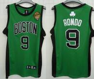 Boston Celtics -9 Rajon Rondo Stitched Green Black Number Final Patch NBA Jersey