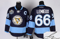 Autographed Pittsburgh Penguins -66 Mario Lemieux Stitched Dark Blue 2011 Winter Classic Vintage NHL
