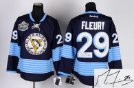 Autographed Pittsburgh Penguins -29 Andre Fleury Stitched Dark Blue 2011 Winter Classic Vintage NHL