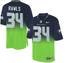 Nike Seahawks -34 Thomas Rawls Steel Blue Green Stitched NFL Elite Fadeaway Fashion Jersey