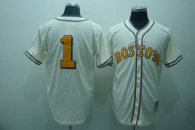 Mitchell And Ness Boston Red Sox #1 Bobby Doerr Cream Stitched MLB Throwback Jersey