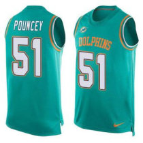 Nike Miami Dolphins -51 Mike Pouncey Aqua Green Team Color Stitched NFL Limited Tank Top Jersey