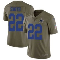 Nike Cowboys -22 Emmitt Smith Olive Stitched NFL Limited 2017 Salute To Service Jersey