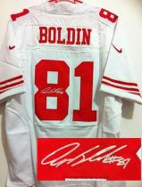 Nike San Francisco 49ers #81 Anquan Boldin White Men's Stitched NFL Elite Autographed Jersey