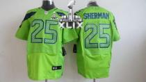Nike Seattle Seahawks #25 Richard Sherman Green Alternate Super Bowl XLIX Men‘s Stitched NFL Elite J