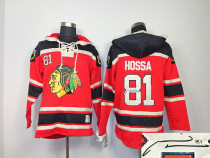 Autographed Chicago Blackhawks -81 Marian Hossa Red Sawyer Hooded Sweatshirt Stitched NHL Jersey