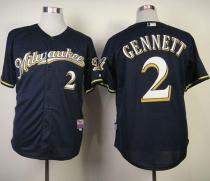Milwaukee Brewers -2 Scooter Gennett Navy Blue Alternate Road Cool Base Stitched MLB Jersey