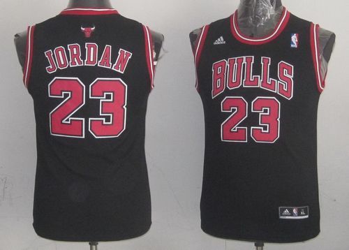 Chicago Bulls #23 Michael Jordan Black & Red No  Stitched Youth NBA Jersey
