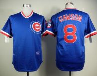Chicago Cubs -8 Andre Dawson Black Blue Cooperstown Stitched MLB Jersey