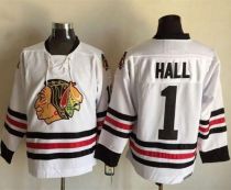 Chicago Blackhawks -1 Glenn Hall White CCM Throwback Stitched NHL Jersey