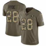 Nike 49ers -28 Carlos Hyde Olive Camo Stitched NFL Limited 2017 Salute To Service Jersey