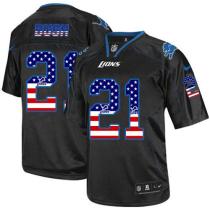 Nike Detroit Lions #21 Reggie Bush Black Men's Stitched NFL Elite USA Flag Fashion Jersey