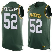 Nike Green Bay Packers -52 Clay Matthews Green Team Color Stitched NFL Limited Tank Top Jersey