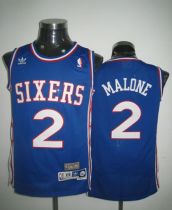 Throwback Philadelphia 76ers -2 Malone Blue Stitched NBA Jersey