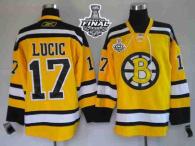 Boston Bruins Stanley Cup Finals Patch -17 Milan Lucic Stitched Winter Classic Yellow NHL Jersey
