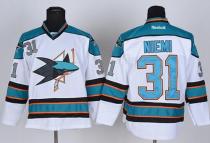 San Jose Sharks -31 Antti Niemi White Stitched NHL Jersey