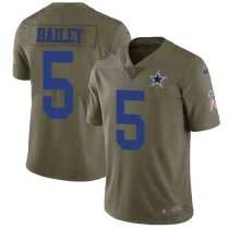 Nike Cowboys -5 Dan Bailey Olive Stitched NFL Limited 2017 Salute To Service Jersey