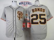 San Francisco Giants #25 Barry Bonds Grey Cool Base Road 2 W 2014 World Series Patch Stitched MLB Je
