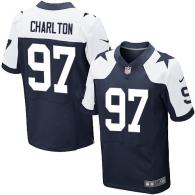Nike Cowboys -97 Taco Charlton Navy Blue Thanksgiving Stitched NFL Throwback Elite Jersey