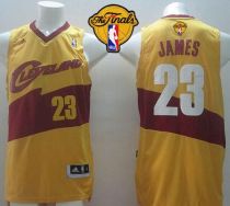 New Revolution 30 Cleveland Cavaliers -23 LeBron James Yellow The Finals Patch Stitched NBA Jersey