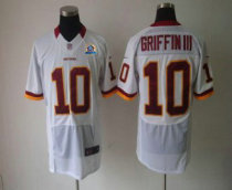 Nike Redskins -10 Robert Griffin III White With Hall of Fame 50th Patch Stitched NFL Elite Jersey