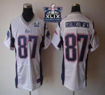 Nike New England Patriots -87 Rob Gronkowski White Super Bowl XLIX Champions Patch Men's Stitched NF