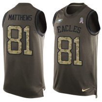 Nike Eagles -81 Jordan Matthews Green Stitched NFL Limited Salute To Service Tank Top Jersey