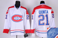 Autographed Montreal Canadiens -21 Brian Gionta Stitched White Heritage Classic Style NHL Jerse