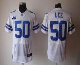 Nike Dallas Cowboys #50 Sean Lee WhiteWith C Patch Men's Stitched NFL Elite Jersey