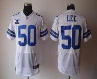 Nike Dallas Cowboys #50 Sean Lee WhiteWith C Patch Men's Stitched NFL Elite Jersey